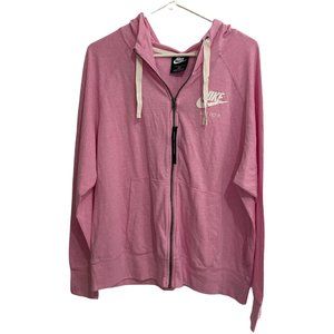 Nike Womens Size 1X Sportswear Gym Vintage Full-Zip Hoodie Pink